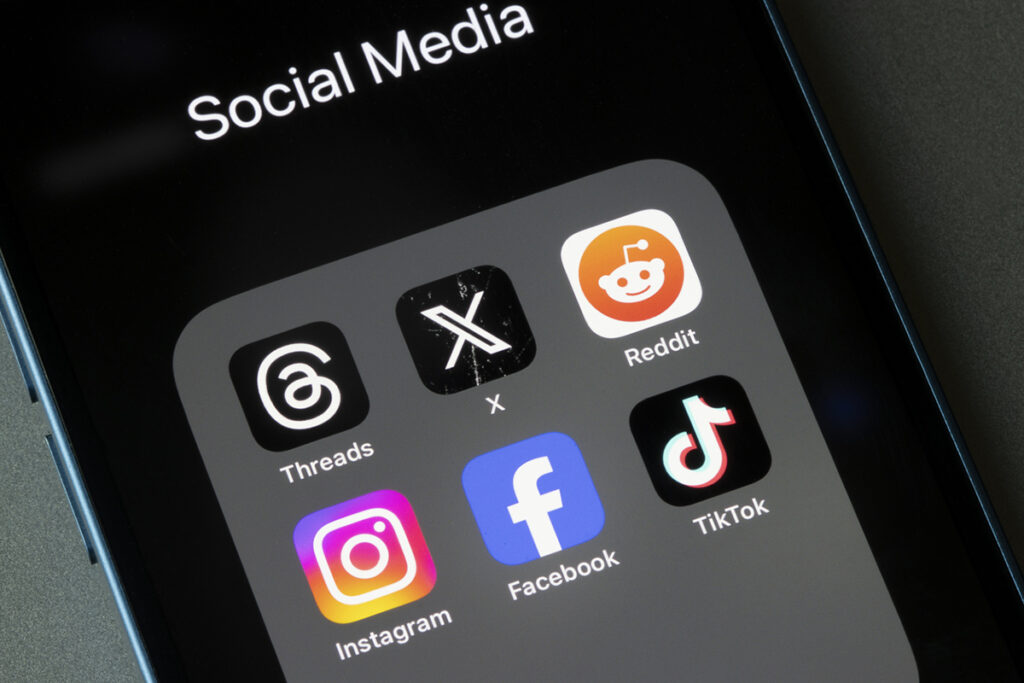 Social media marketing apps on a smartphone